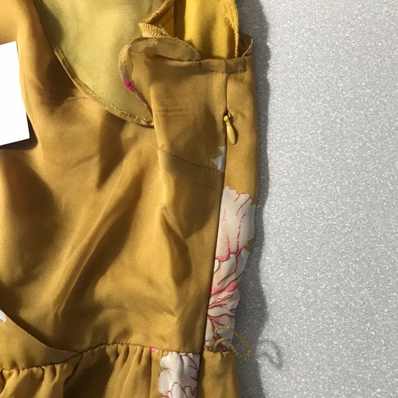 Avec Les Filles floral blouse small NEW! Anthropologie shirt yellow top - Picture 7 of 7